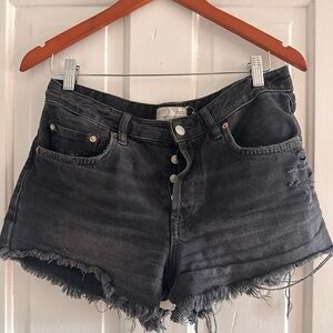 We The Free Black Jean Shorts Distressed Cut-Off Style